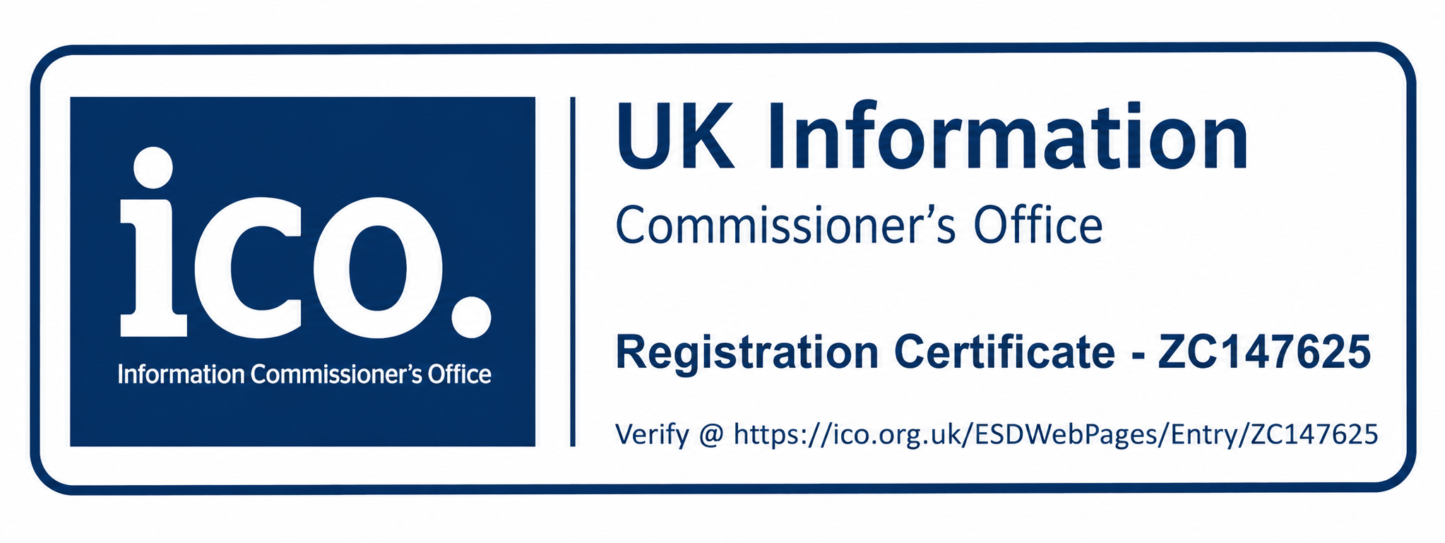 ICO – UK Information Commissioner's Office – Registration Certificate ZC147625